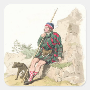 Highland Shepherd, from 'Costume of Great Britain' Square Sticker