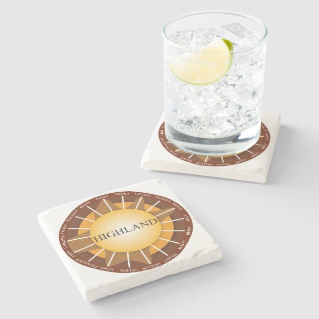 Highland Single Malt Scotch Whisky Marble Coaster (Side)
