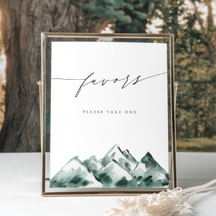 Highland Watercolor Mountain Favours Sign