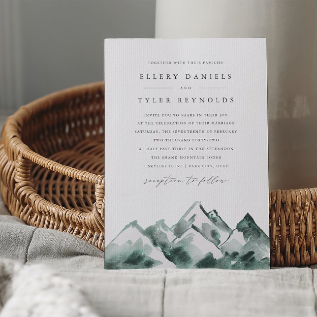 Highland | Watercolor Mountain Range Wedding Invitation (Creator Uploaded)