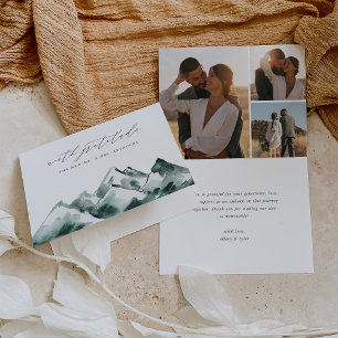 Highland   Watercolor Mountain Wedding Thank You Card