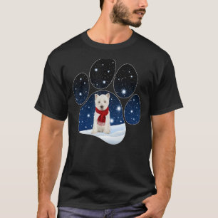 Highland White Terrier Winter Snow Paw Dogs Christ T-Shirt