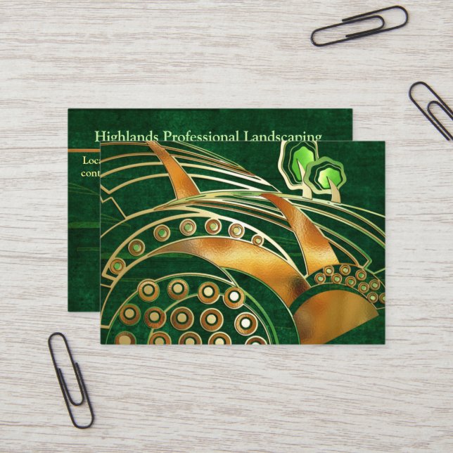 Highlands 2 Celtic LANDSCAPING TREE SERVICE Business Card (Front/Back In Situ)