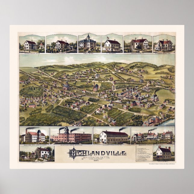 Highlandville, MA Panoramic Map - 1887 Poster (Front)