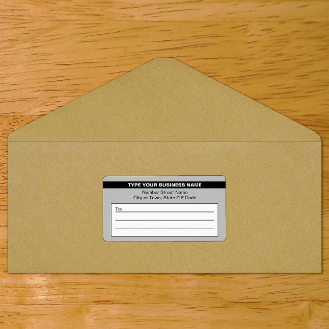 Highlighted Brand Name on Gray Shipping Label (Gray shipping label with your highlighted brand on envelope)