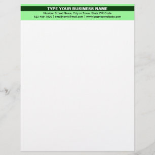 Highlighted Brand Name on Light Green Heading of Custom Letterhead