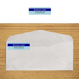 Highlighted Brand on Light Blue Return Address Label