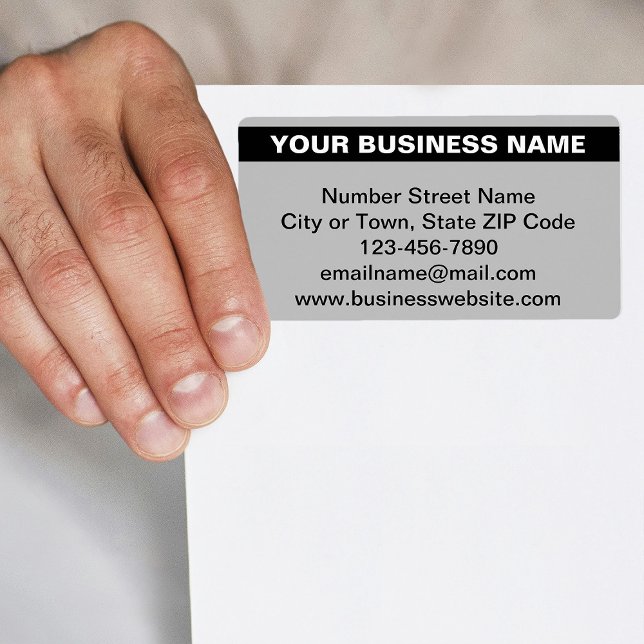 Highlighted Business Name on Gray Shipping Label (Gray shipping label with your highlighted business name)