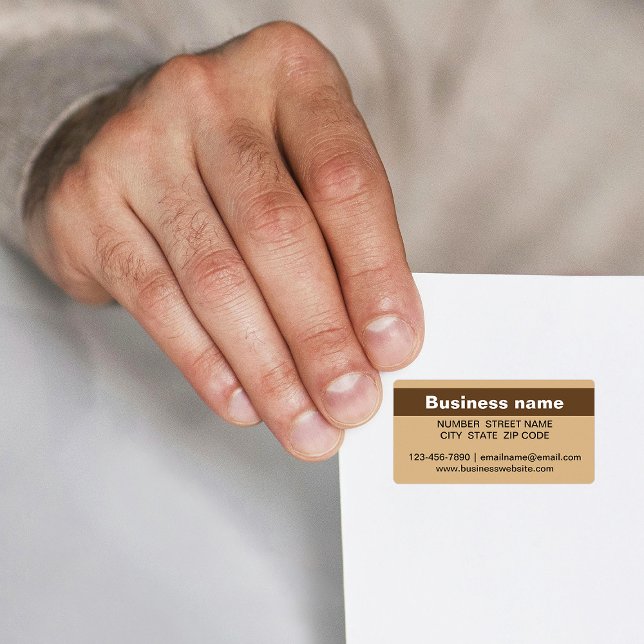 Highlighted Business Name on Light Brown Address Label (Light brown address label with your highlighted business name)