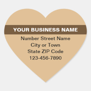 Highlighted Business Name on Light Brown Heart Sticker