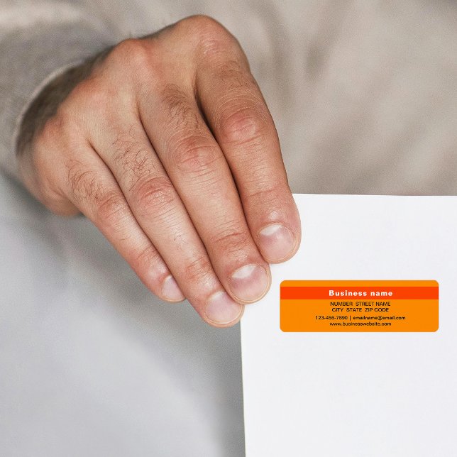 Highlighted Business Name on Orange Return Address Label (Orange return address label with your highlighted business name)