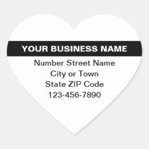 Highlighted Business Name on White Heart Sticker