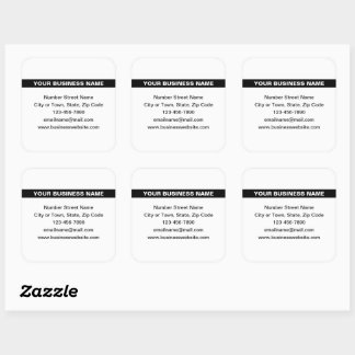 Highlighted Business Name on White Square Sticker
