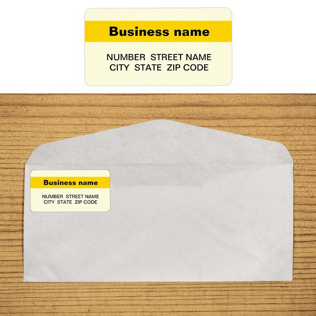 Highlighted Business Name on Yellow Address Label (Yellow address label with your highlighted brand name)