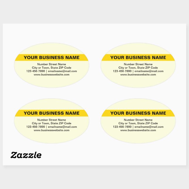 Highlighted Business Name on Yellow Oval Sticker (Sheet)