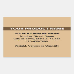 Highlighted Product Name on Light Brown Rectangular Sticker