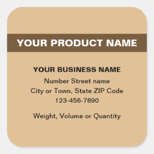 Highlighted Product Name on Light Brown Square Sticker