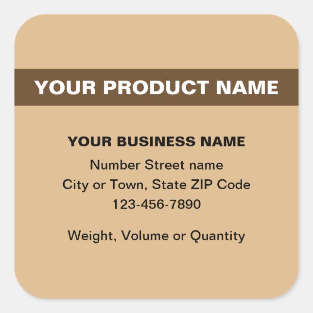 Highlighted Product Name on Light Brown Square Sticker (Front)