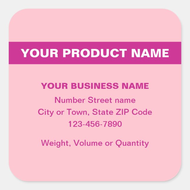 Highlighted Product Name on Pink Square Sticker (Front)
