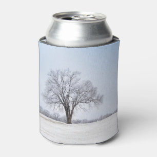 Highlighted Winter Oak Tree Can Cooler