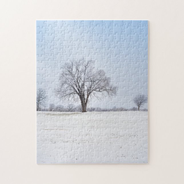 Highlighted Winter Oak Tree Puzzle (Vertical)
