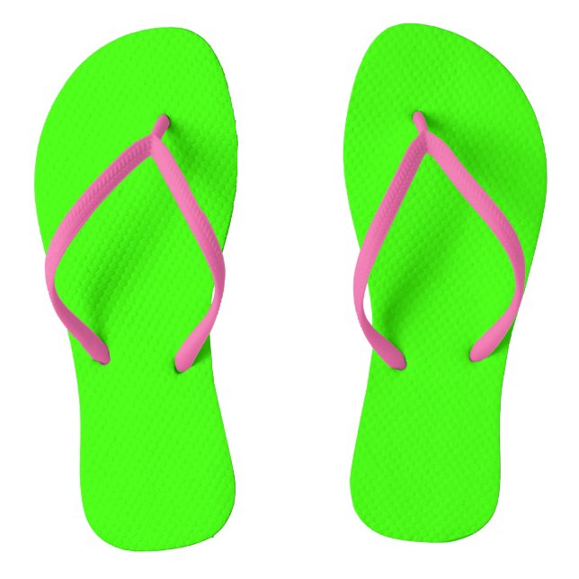 Highlighter Neon Green Solid Colour Thongs (Footbed)