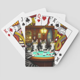 Highly Detailed Cats Playing Poker Cards