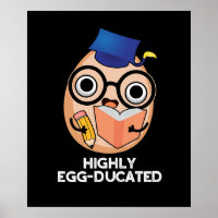 Highly Egg-ducated Funny Educated Egg Pun Dark BG