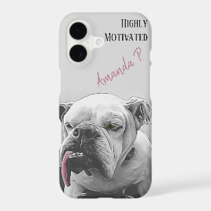 Highly Motivated bulldog with pink tongue