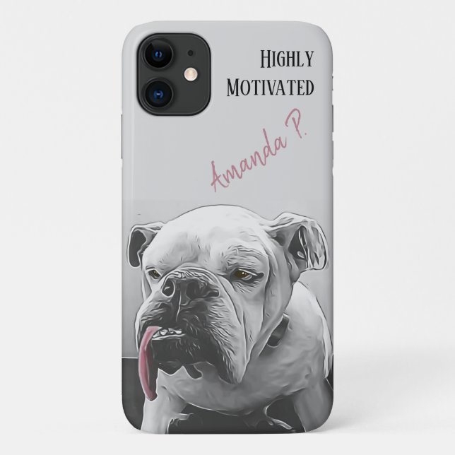Highly Motivated bulldog with pink tongue Case-Mate iPhone Case (Back)