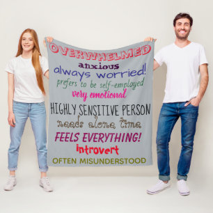 HIGHLY SENSITIVE PERSON Common Traits Word Print Fleece Blanket