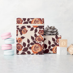 Highly Stylized Roses In Shades Of Orange Wrapping Paper