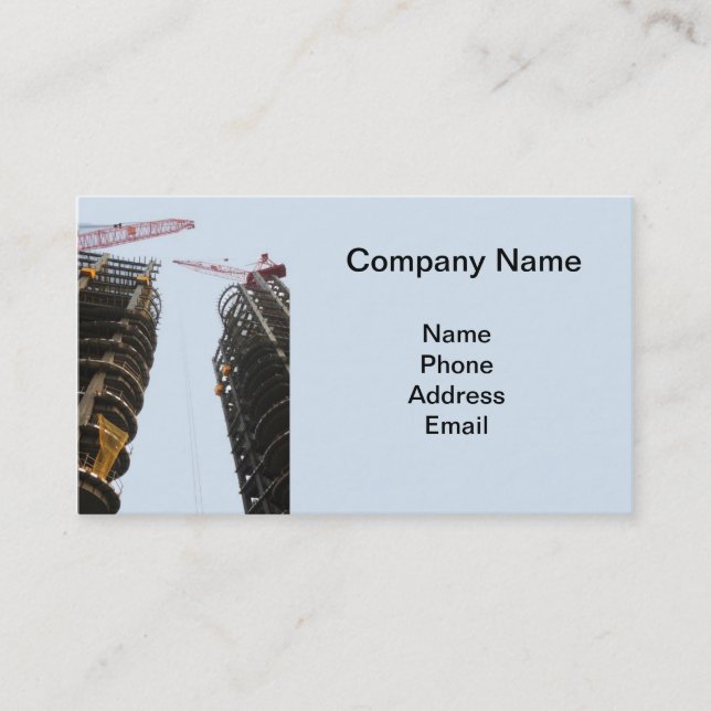 Highrise Construction Site with Two Large Cranes Business Card (Front)