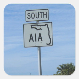 Highway A1A South sign in Key West Photo Square Sticker