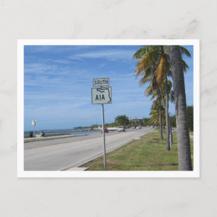 Highway A1A South Sign Photo in Key West Florida Postcard