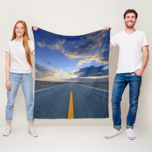 Highway at Sunrise Day Fleece Blanket