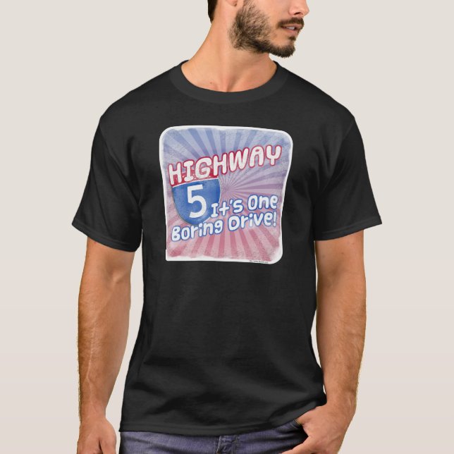 Highway Five Boredom Slogan Cartoon T-Shirt (Front)