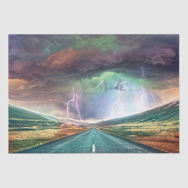 Highway Lightning Landscape Greeting Tissue Paper (Front)