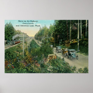 Highway Scene near American Lake Poster