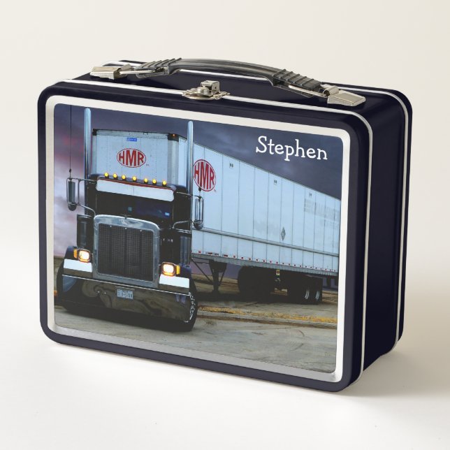 Highway Semi Truck Metal Lunch Box (Front)