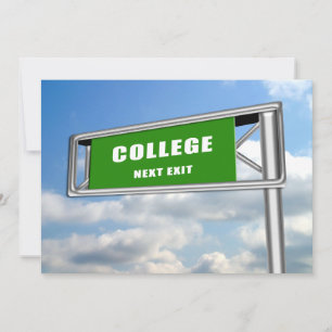 Highway Sign Graduation College Next Invitation