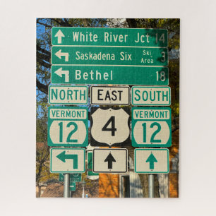 Highway Signs in Woodstock, Vermont Jigsaw Puzzle