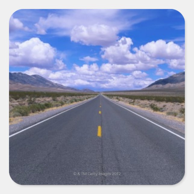 Highway Through Death Valley, California Square Sticker (Front)