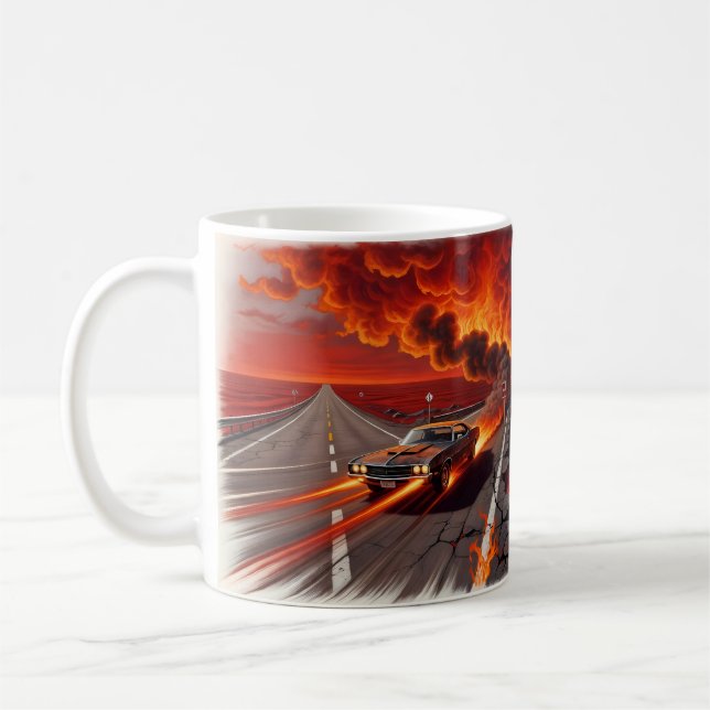 Highway to Hell Flames Rock Band Coffee Mug (Left)