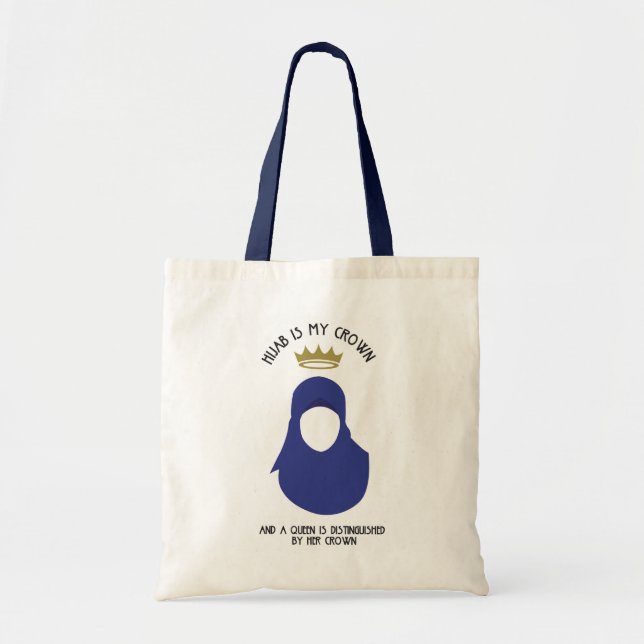 Hijab is my crown - HIJAB - BLU - FACELESS Tote Bag (Front)