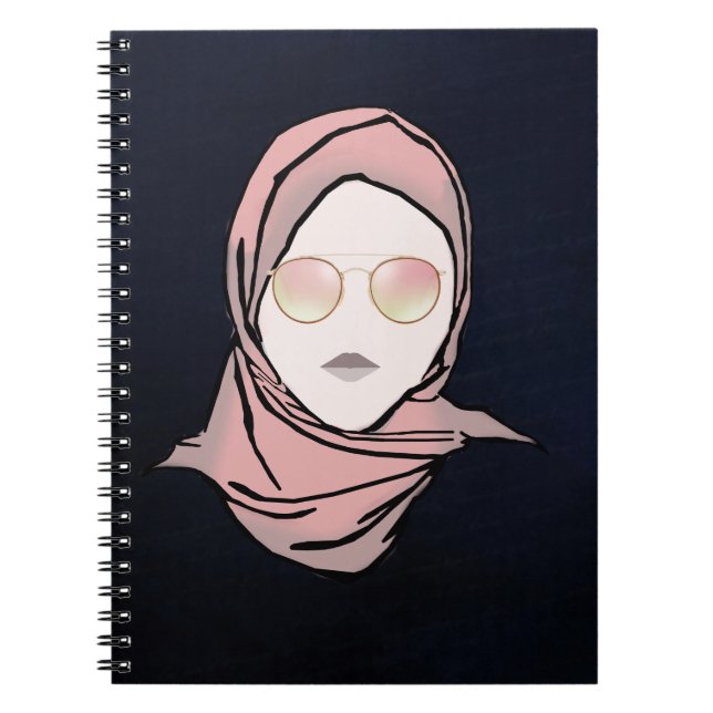 Hijab Pride | Navy background Hijabi Illustration Notebook (Front)