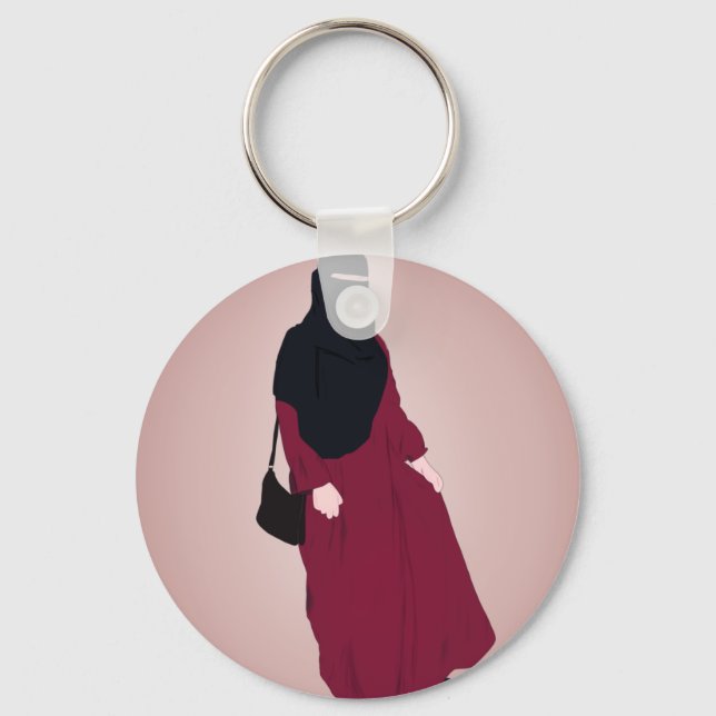 Hijabi - Muslimah - Hijab Hand draw - Niqab Key Ring (Front)