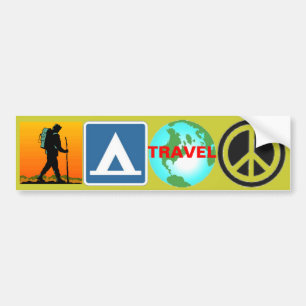 Hike, Camp, Travel, Peace Bumper Sticker