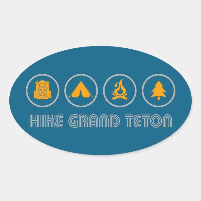 Hike Grand Teton National Park Oval Sticker (Front)