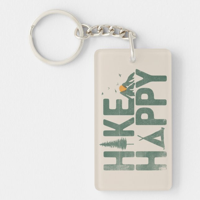 Hike Happy Camper Hiker Hiking Family Personalised Key Ring (Front)